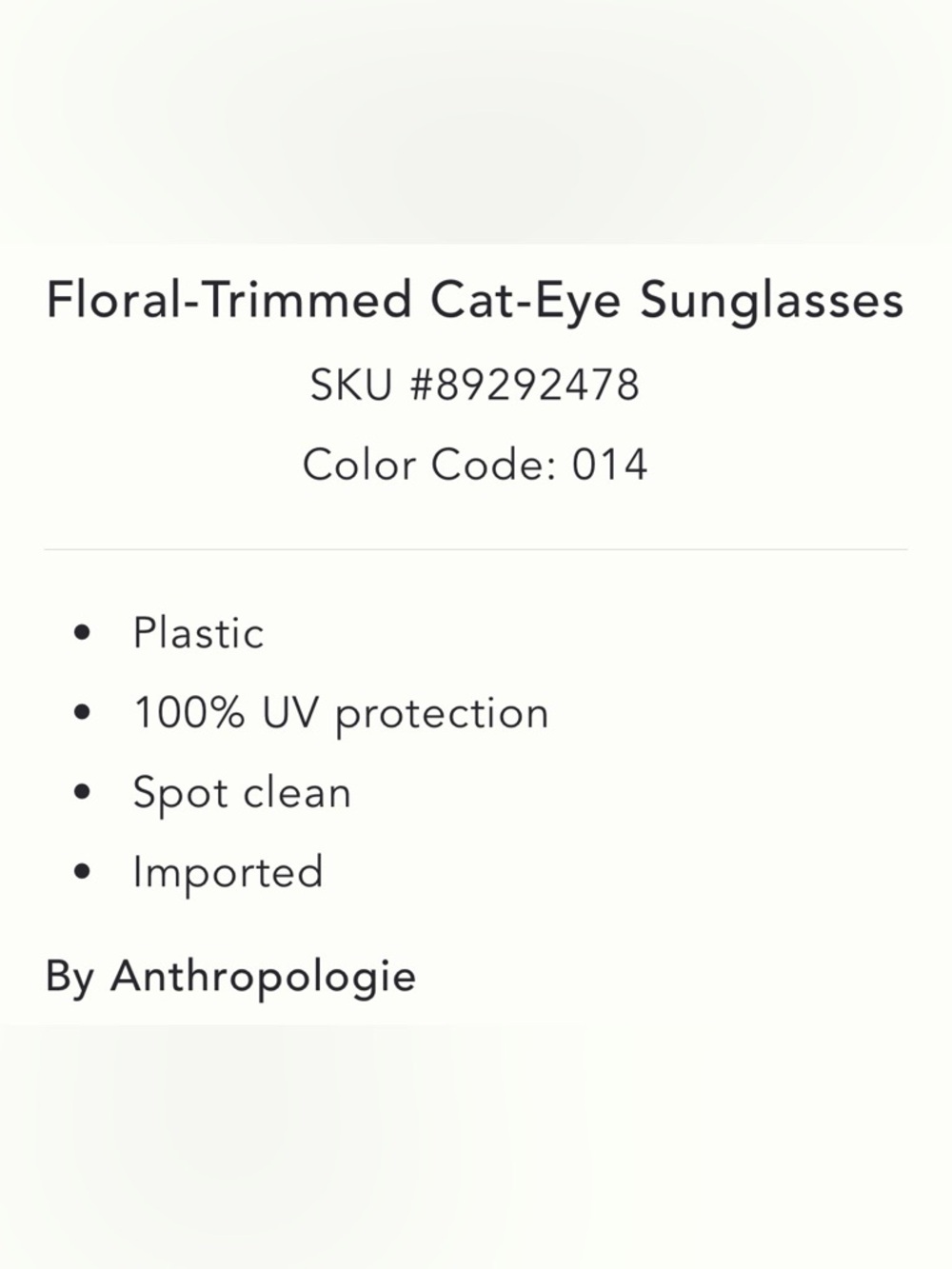 Anthropologie Floral-Trimmed Cat-Eye Sunglasses - Picture 13 of 13
